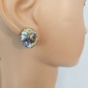 Vintage Porcelain Floral Earrings